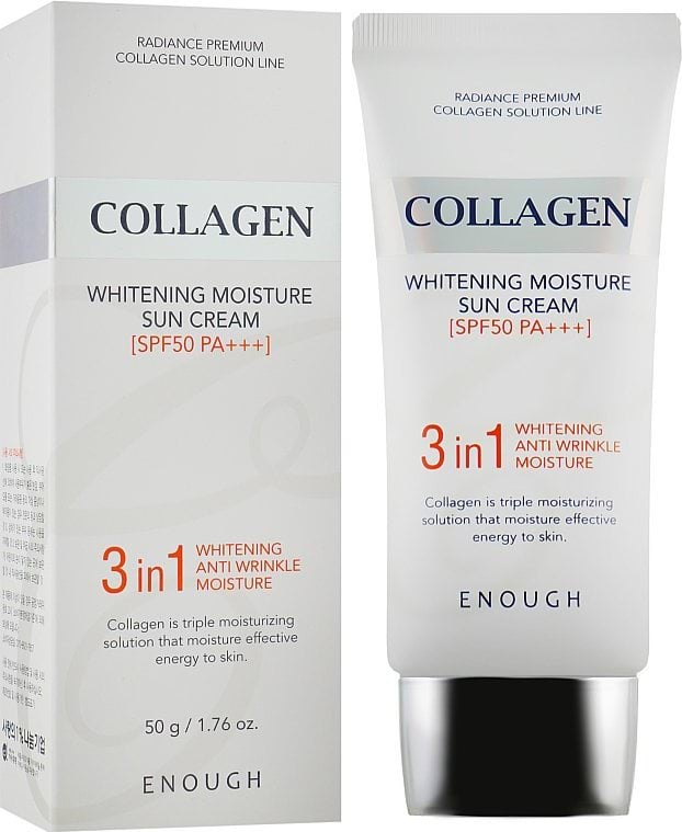 Солнцезащитный крем для лица Enough Collagen 3 in 1 Whitening Moisture Sun Сream SPF50/PA +++ с коллагеном 50 г