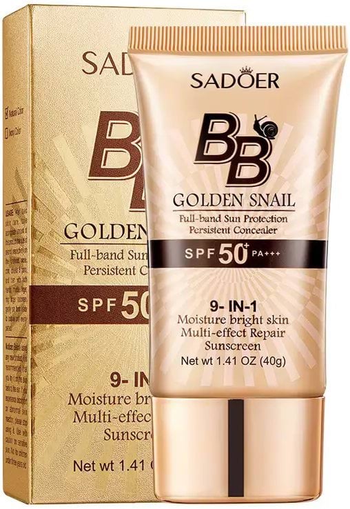 ВВ-крем для лица Sadoer Gold Snail SPF 50+ PA+++ 9 в 1 с муцином улитки оттенок 01, 40 мл