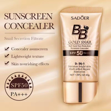 ВВ-крем для лица Sadoer Gold Snail SPF 50+ PA+++ 9 в 1 с муцином улитки оттенок 01, 40 мл фото 2