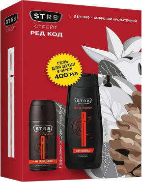 Подарочный набор для мужчин STR8 Red Code: дезодорант-спрей 150 мл, гель для душа 400 мл