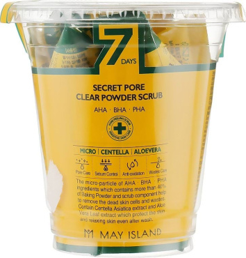 Скраб для обличчя MAY ISLAND 7 Days Secret Pore Clear Powder Scrub з екстрактом азіатської центели 5 мл фото 1