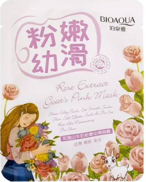 Маска для лица BIOAQUA Rose Extract Goats Pink Mask с козьим молоком и экстрактом розы 30 г