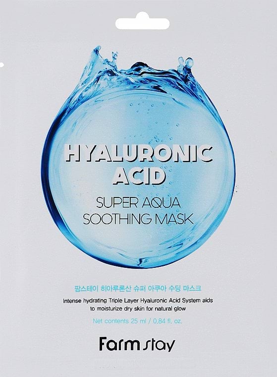 Маска для обличчя FarmStay Hyaluronic Acid Super Aqua Soothing Mask з гіалуроновою кислотою 25 мл