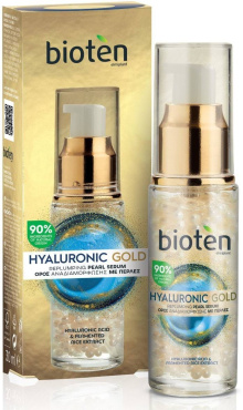 Сироватка для обличчя BIOTEN Hyaluronic Gold Replumping Antiwrinkle Pearl Serum проти зморшок 30 мл фото 1