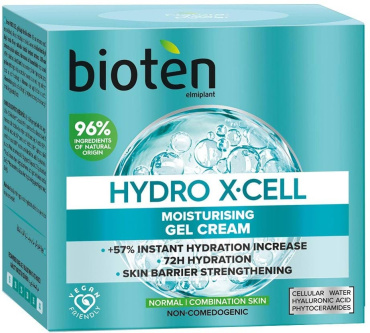 Гель-крем для обличчя BIOTEN Hydro X-Cell Moisturising Gel Cream зволожувальний для нормальної та комбінованої шкіри 50 мл фото 1
