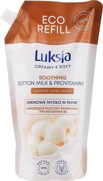 Крем-мыло Luksja Creamy Cotton Milk & Vitamins Caring Hand жидкое с молочком хлопка и витаминами 400 мл