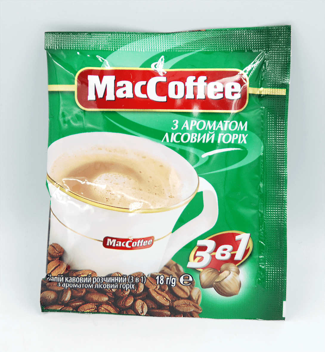 Кава розчинна MacCoffee 3в1Лісовий горіх,18 гр.