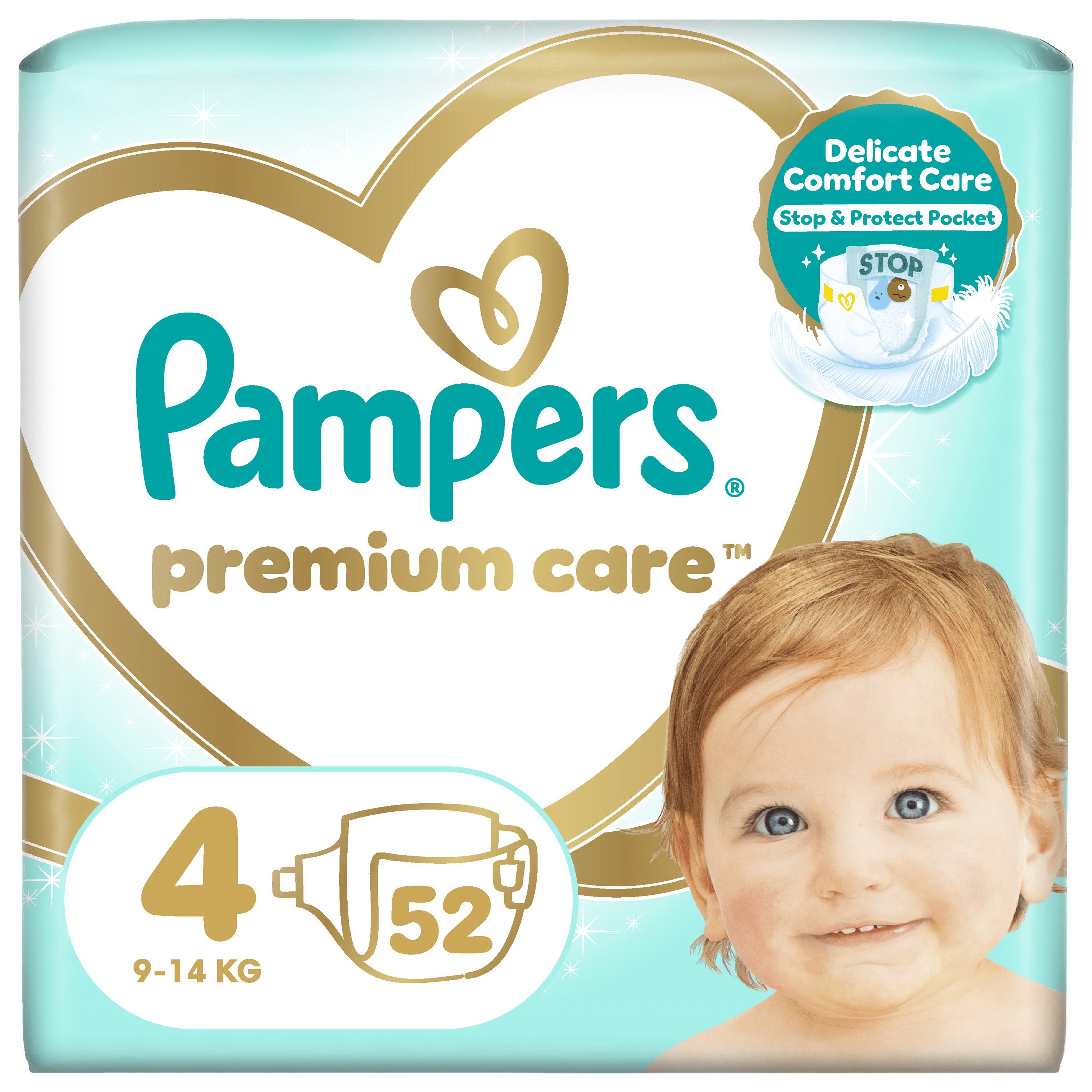 Підгузки Pampers Premium Care Розмір 4 (9-14 кг), 52 шт — фото 1