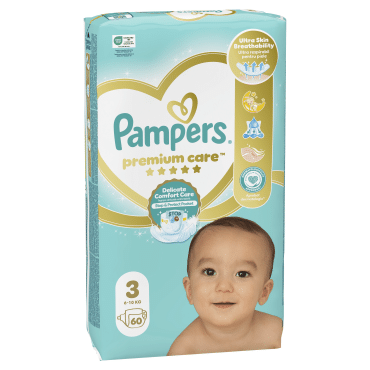 Підгузки Pampers Premium Care Розмір 3 (6-10 кг), 60 шт фото 1