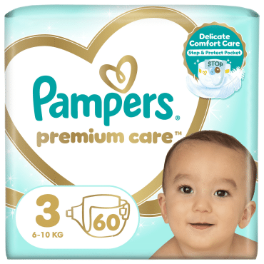 Підгузки Pampers Premium Care Розмір 3 (6-10 кг), 60 шт