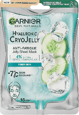 Маска-желе тканинна для обличчя Garnier hyaluronic cryo jelly зволожуюча 27 г