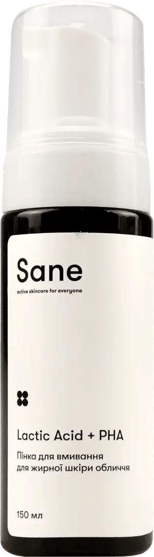 Пінка для вмивання Sane Lactic acid + PHA для жирної шкіри 150 мл