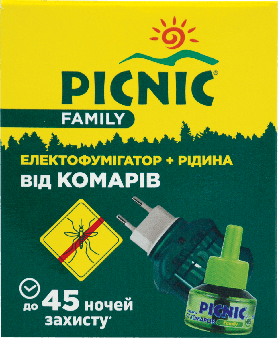 Фумігатор від комарів Picnic Family з рідиною 45 ночей 30 мл