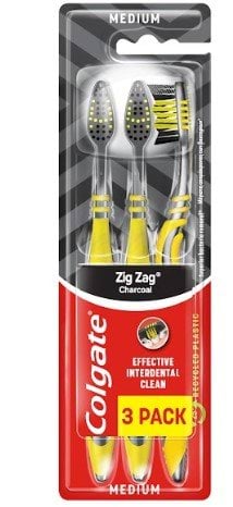 Зубні щітки Colgate Зиг-заг Деревне вугілля 2 + 1 шт