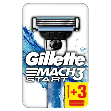 Станок для бритья мужской (Бритва) Gillette Mach3 Start + 3 сменных картриджа
