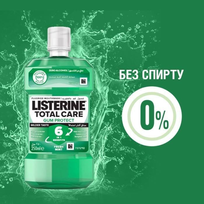 Ополаскиватель для ротовой полости Listerine Total Care Защита зубов и десен 250 мл фото 1