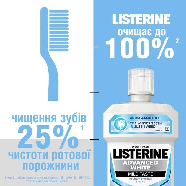 Ополаскиватель для рта Listerine ультра отбеливание мягкий вкус 500 мл фото 1