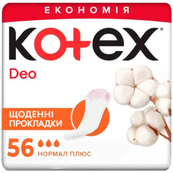 Прокладки щоденні Kotex Normal Plus Deo 56 шт