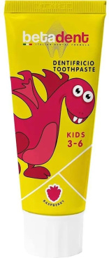 Зубная паста BETADENT Raspberry Kids для детей 3-6 лет со вкусом малины 75 мл