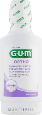 Ополіскувач для порожнини рота GUM Ortho Профілактика карієсу і захисту ясен 300 мл фото 1