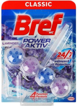 Туалетный блок Bref Power Aktiv 4 в 1 с ароматом лаванды 50 г