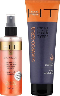 Подарунковий набір Hair Trend I Adore You для догляду за волоссям: шампунь-скраб 250 мл, двофазний кондиціонер 200 мл