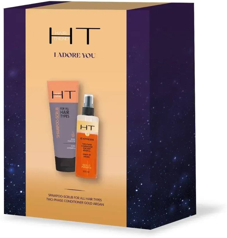 Подарунковий набір Hair Trend I Adore You для догляду за волоссям: шампунь-скраб 250 мл, двофазний кондиціонер 200 мл