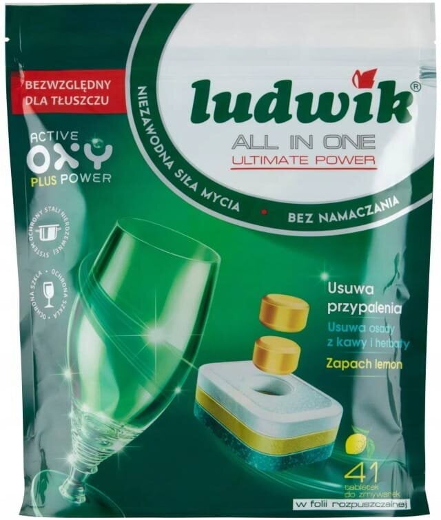 Засіб для посудомийних машин Ludwik All in One таблетки з ароматом лимону 41 шт.