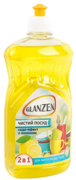 Средство для мытья посуды GLANZEN сода-эффект с лимоном 550 г фото 1