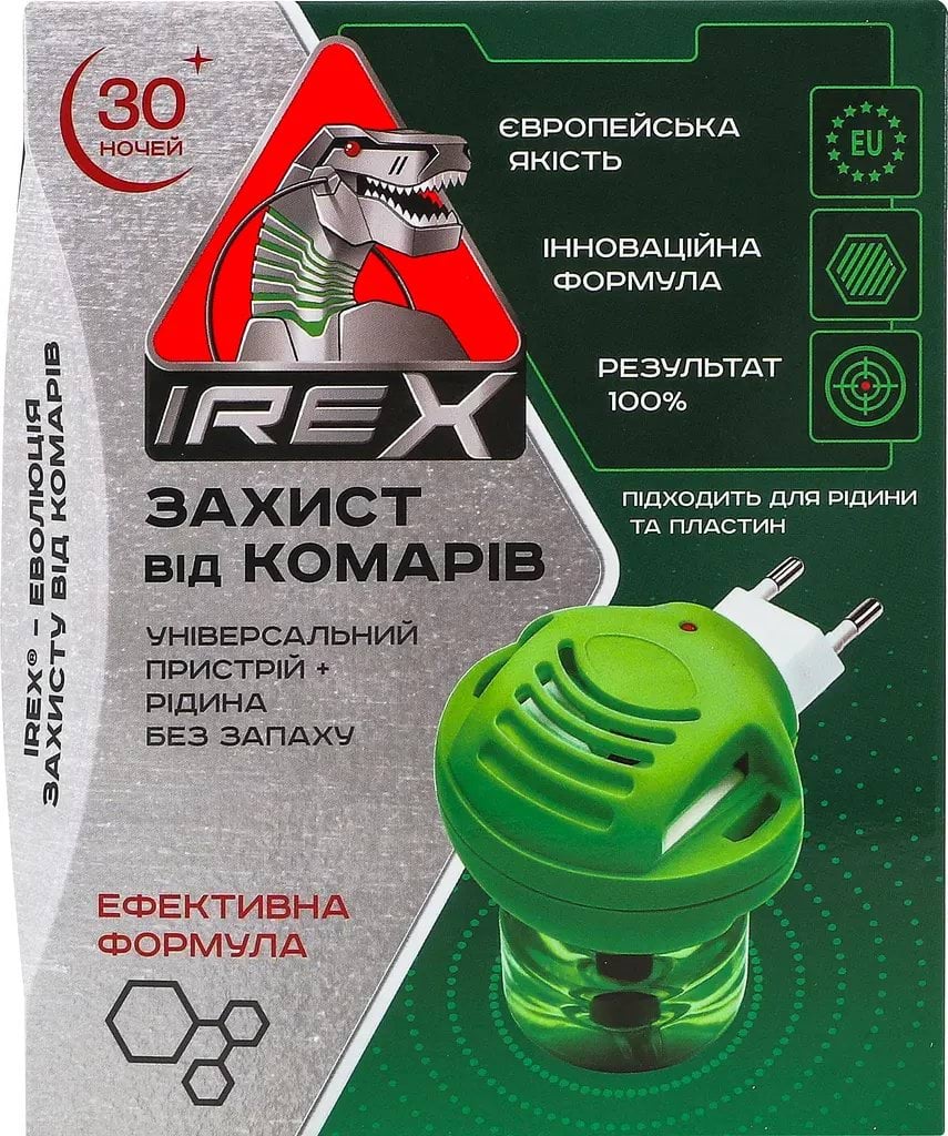 Комплект від комарів IREX підвищена ефективність 30 ночей: пристрій 1 шт., рідина 1 шт. 20 мл