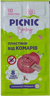 Пластини від комарів Picnic Baby для фумігатора з екстрактом ромашки 10 шт.
