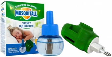 Комплект против комаров Mosquitall Нежная защита для детей 45 ночей: электрофумигатор 1 шт., жидкость 1 шт. 30 мл фото 1