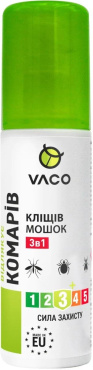 Спрей від комах VACO проти кліщів, комарів та мошок 3 в 1, 100 мл
