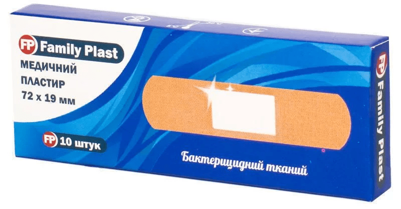 Пластырь медицинский бактерицидный Family Plast на тканевой основе № 10