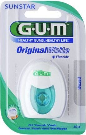 Зубна нитка GUM Original white floss вощена з фторидом 30 м
