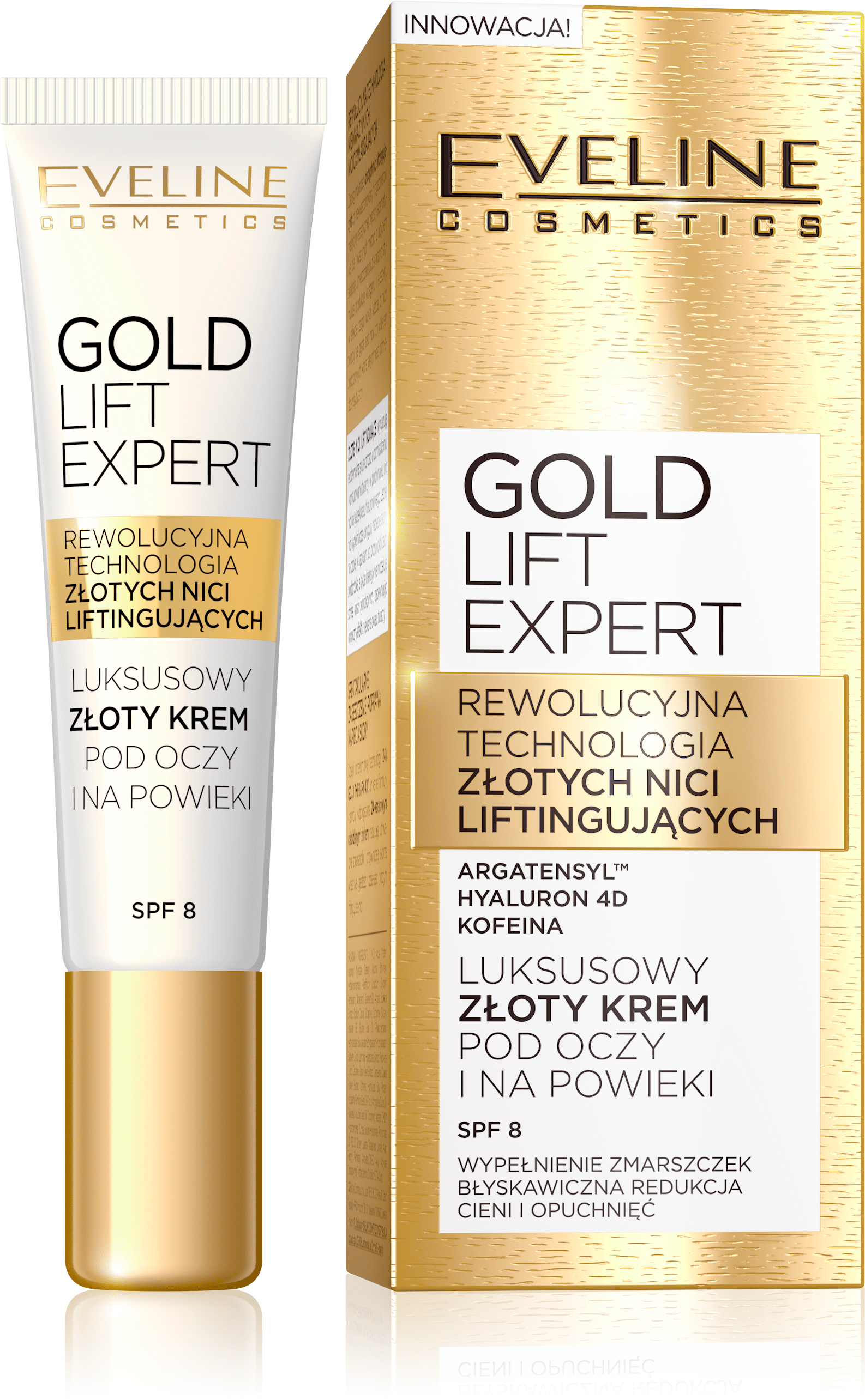 Эксклюзивный золотой крем Eveline GOLD LIFT EXPERT против морщин, для контура глаз 15 мл