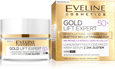 Крем-сыворотка Eveline GOLD LIFT EXPERT эксклюзивный мультипитательный С 24К ЗОЛОТОМ 50+ , 50мл фото 1