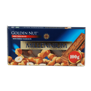 Millennium Gold шоколад молочному з цілим лісовим горіхом, 100г