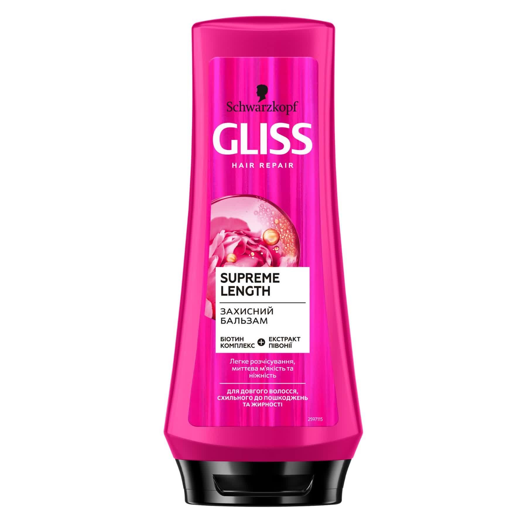 Защитный бальзам GLISS Supreme Length для длинных волос, склонных к повреждениям и жирности 200 мл