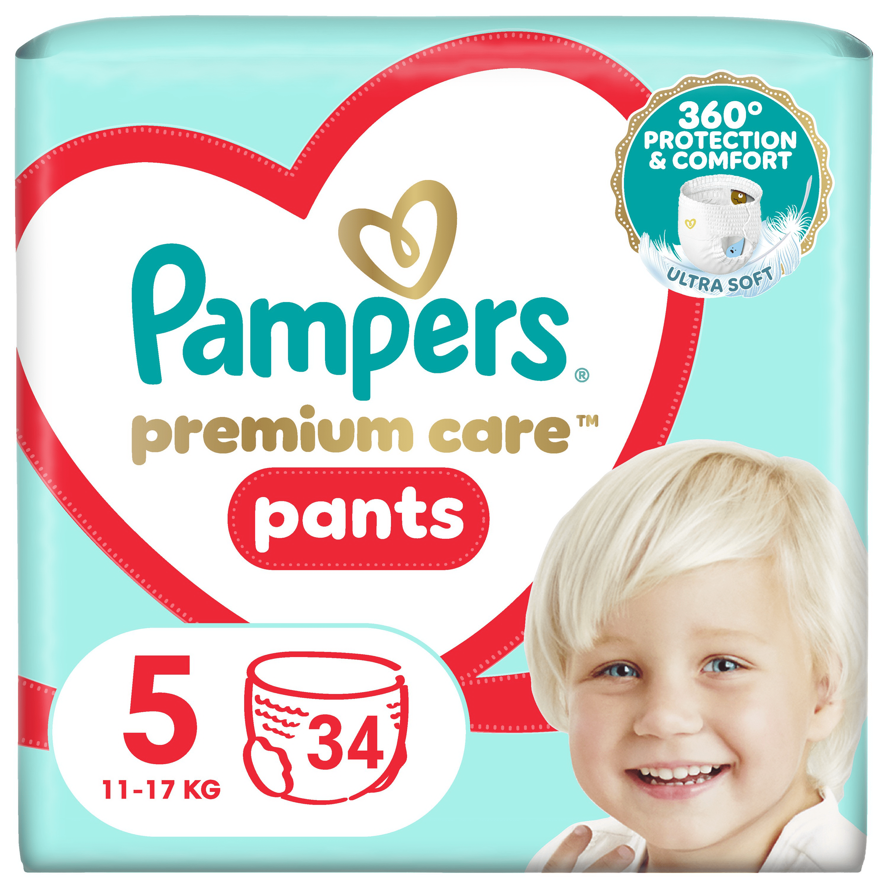 Підгузки - трусики Pampers Premium Care Pants Розмір 5 (12-17 кг), 34 шт