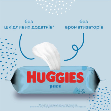 Huggies волога серветка Pure 2+1, 168шт фото 5