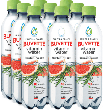 Напій зі смаком грейпфруту та розмарину Buvette Vitamin Water, 0,5 л