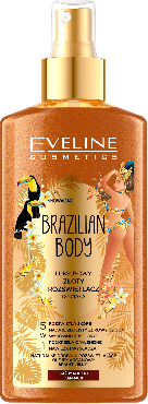 Ексклюзивний золотистий спрей - шіммер Eveline для тіла 5в1 серії Brazilian Body, 150 мл