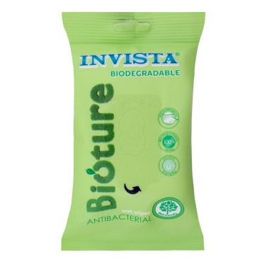 Invista серветки вологі антибактеріальні біорозкладні, зелена, 15шт