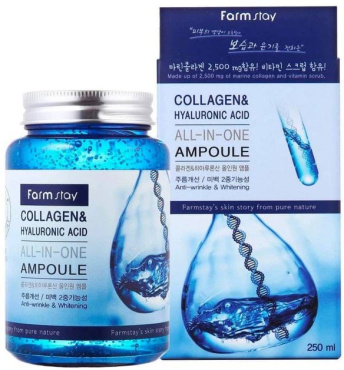 Сыворотка ампульная FarmStay с коллагеном и гиалуроновой кислотой 250 мл фото 1