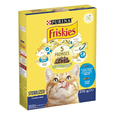 Friskies сухий корм для стерилізованих котів з лососем та овочами, 270г