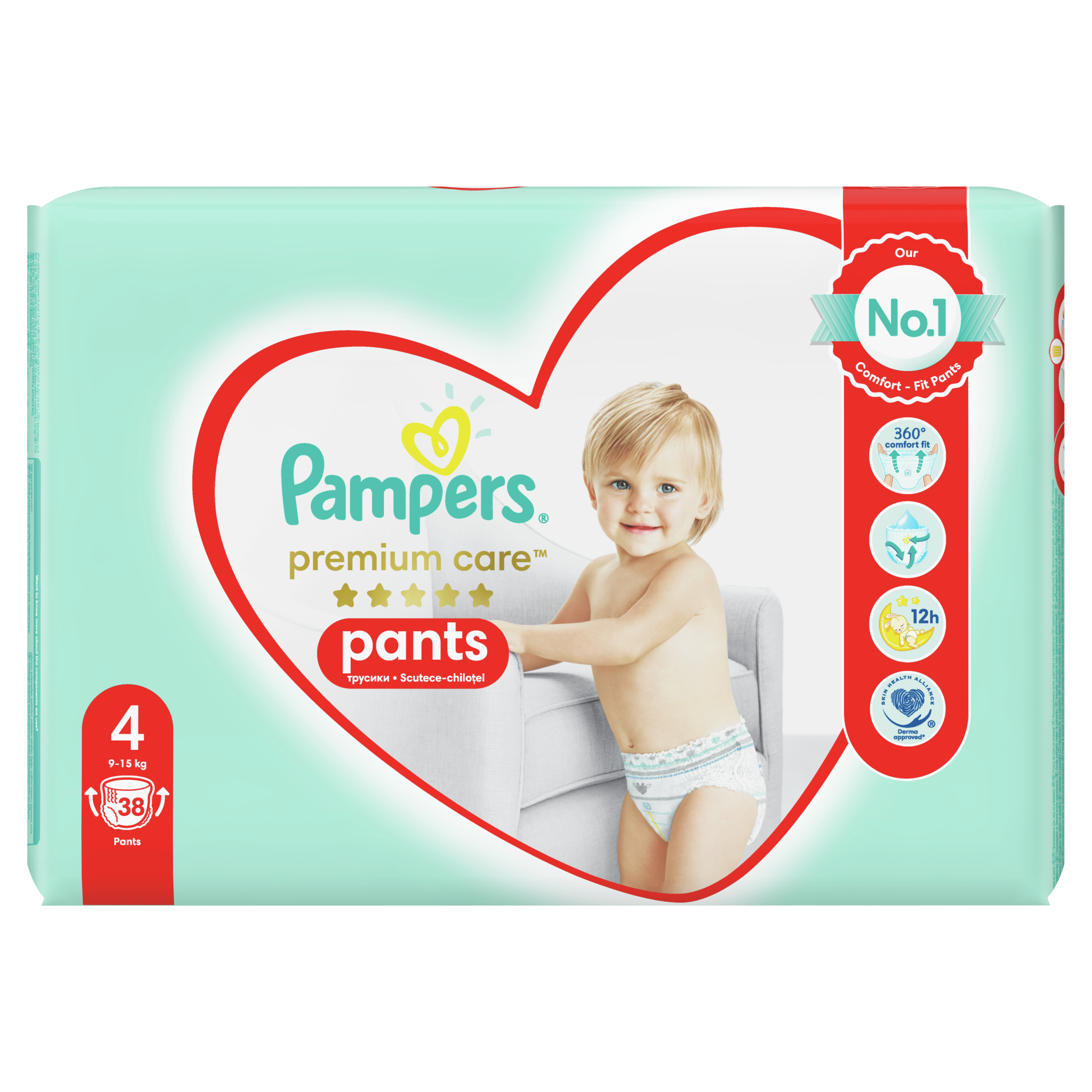 Подгузники - трусики Pampers Premium Care Pants Размер 4 (9-15 кг), 38 шт