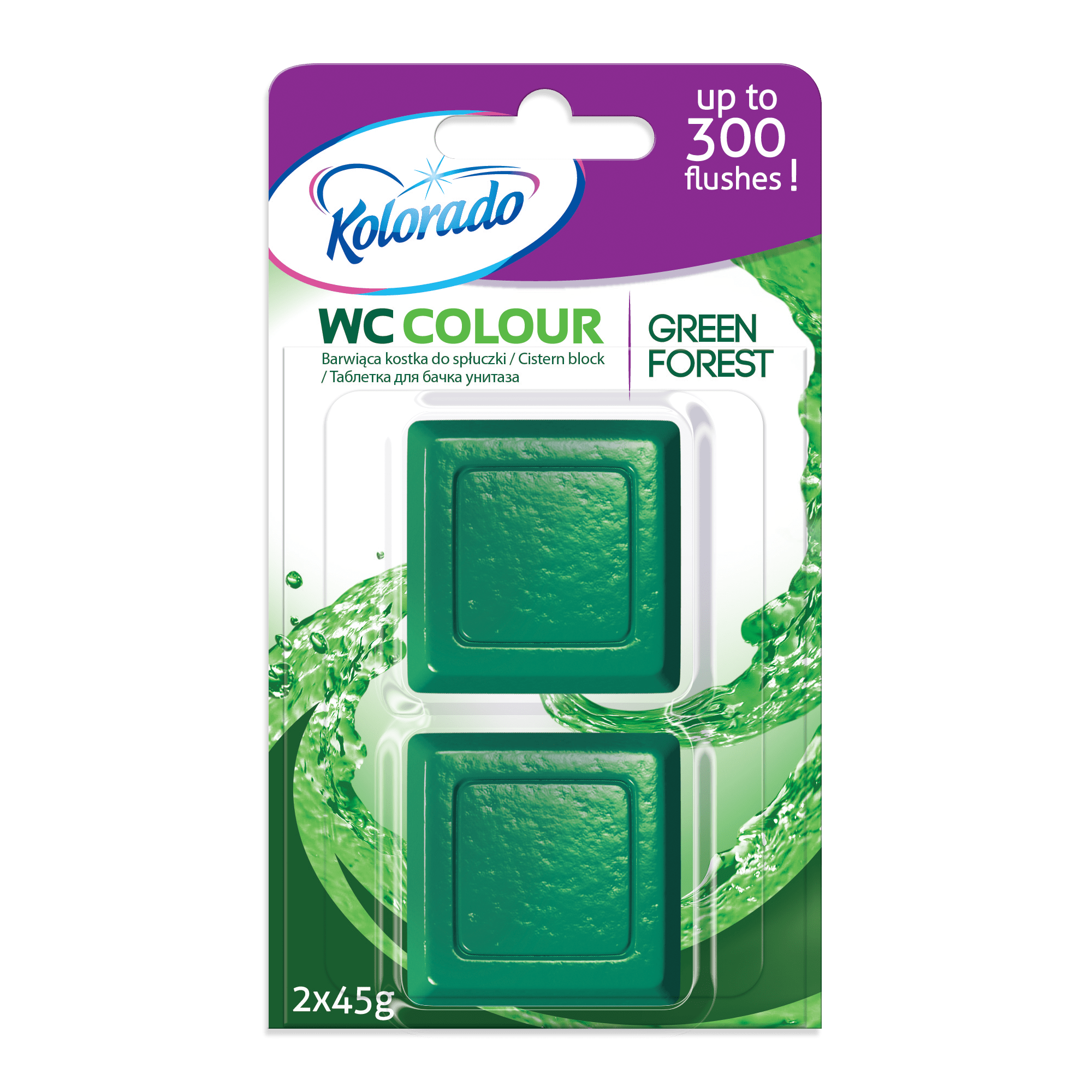 Таблетки для унітазу в бачок Kolorado WC Colour Зелена, 2*45 г