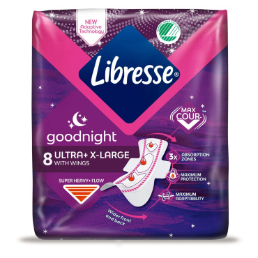 Libresse Ultra Goodnight Extra Large гігієнічні прокладки нічні 8 шт фото 1