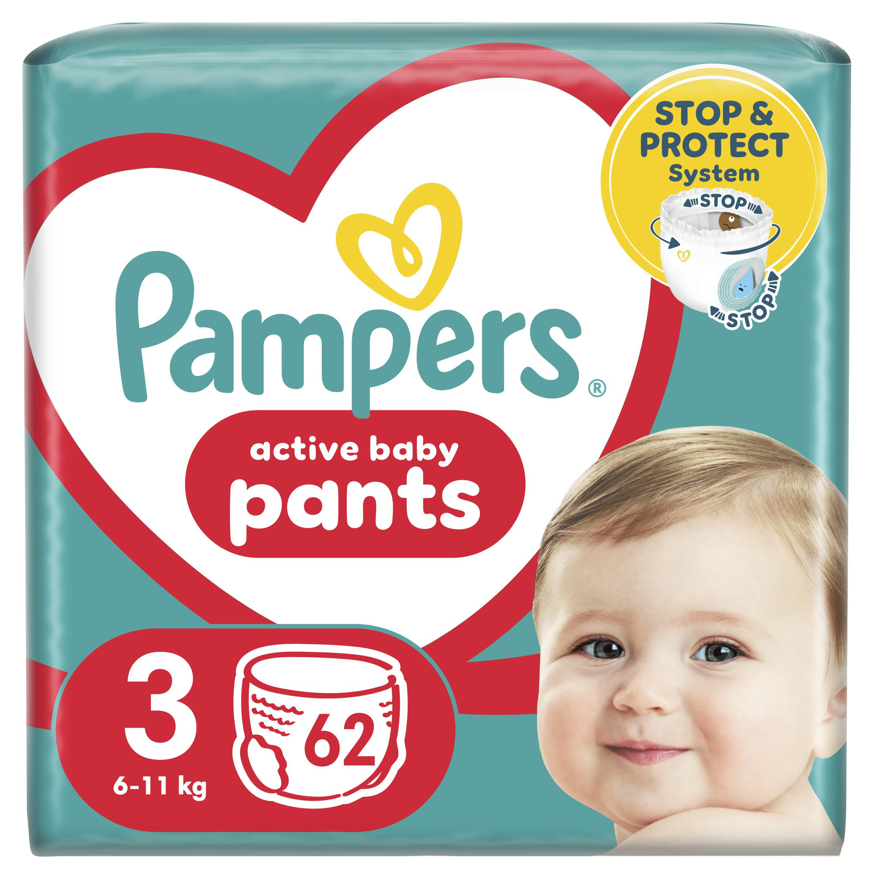 Підгузки-трусики Pampers Active Baby Pants Розмір 3 (6-11 кг) 62 шт